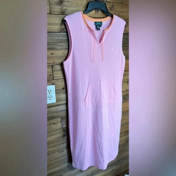 Ralph Lauren Women Tank Dress Size Large Pink Tunic pullover 100 cotton - Picture 5 of 11